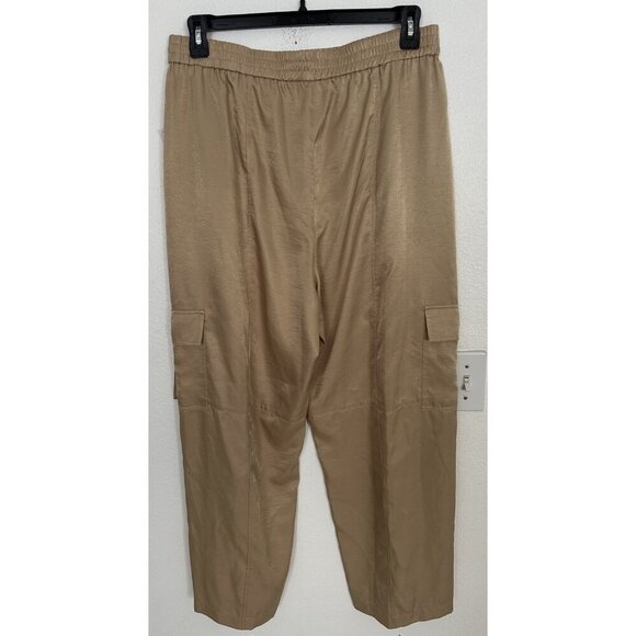 Michael Kors Satin Utility Cargo Pants Women’s Sz L Khaki pull on New - Picture 5 of 16